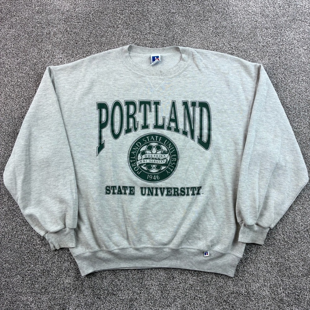Vintage Portland State University Sweatshirt Mens XL Gray USA Russell Athletic